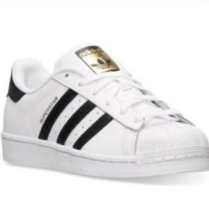 Adidas Superstar Sneakers Leather Black and White Size 6